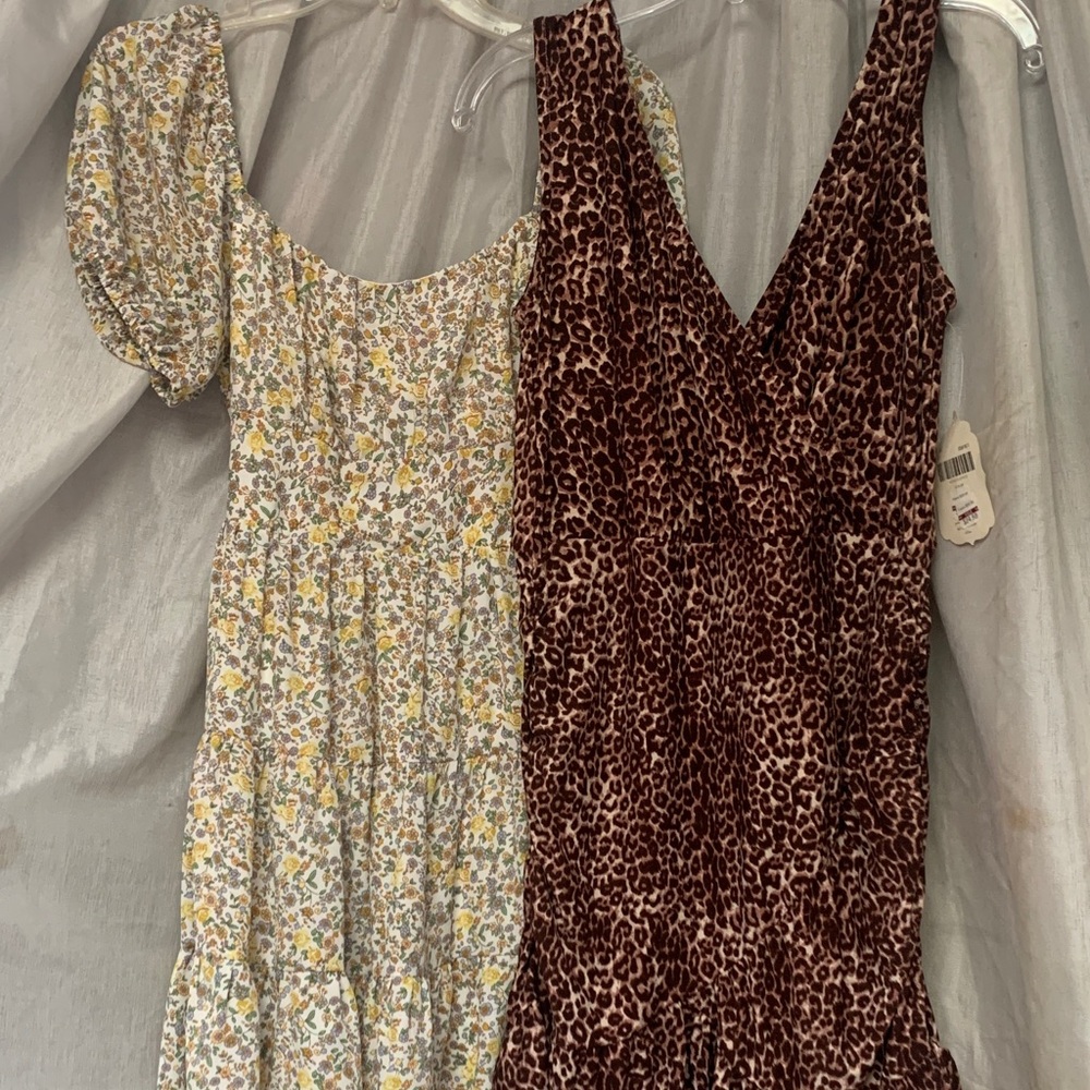 Altar'd State Leopard Print V-Neck Midi Dress - Brown & Tan